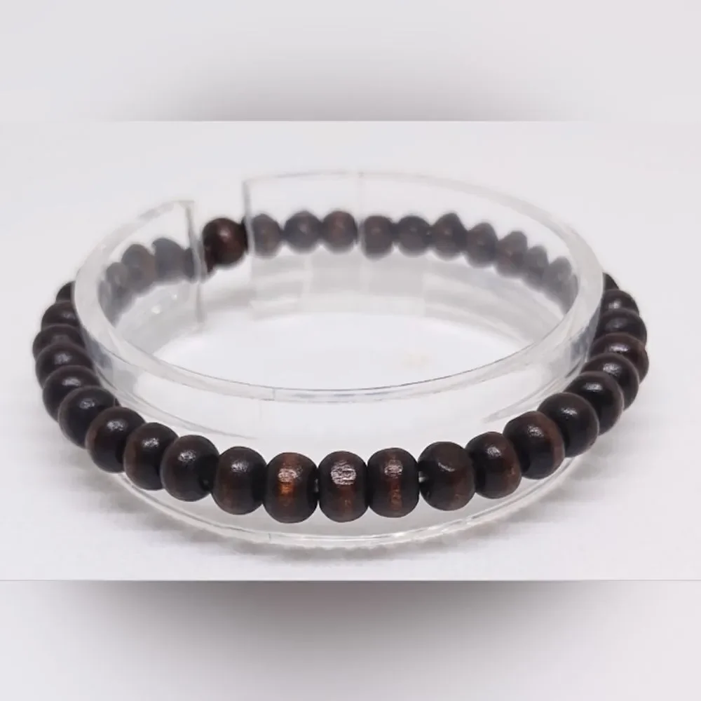 Men's bracelet beaded beads‎ brown new e48